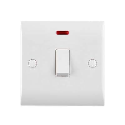 Saxby CE271 Curved Edge 20A 1G DP Switch With Neon