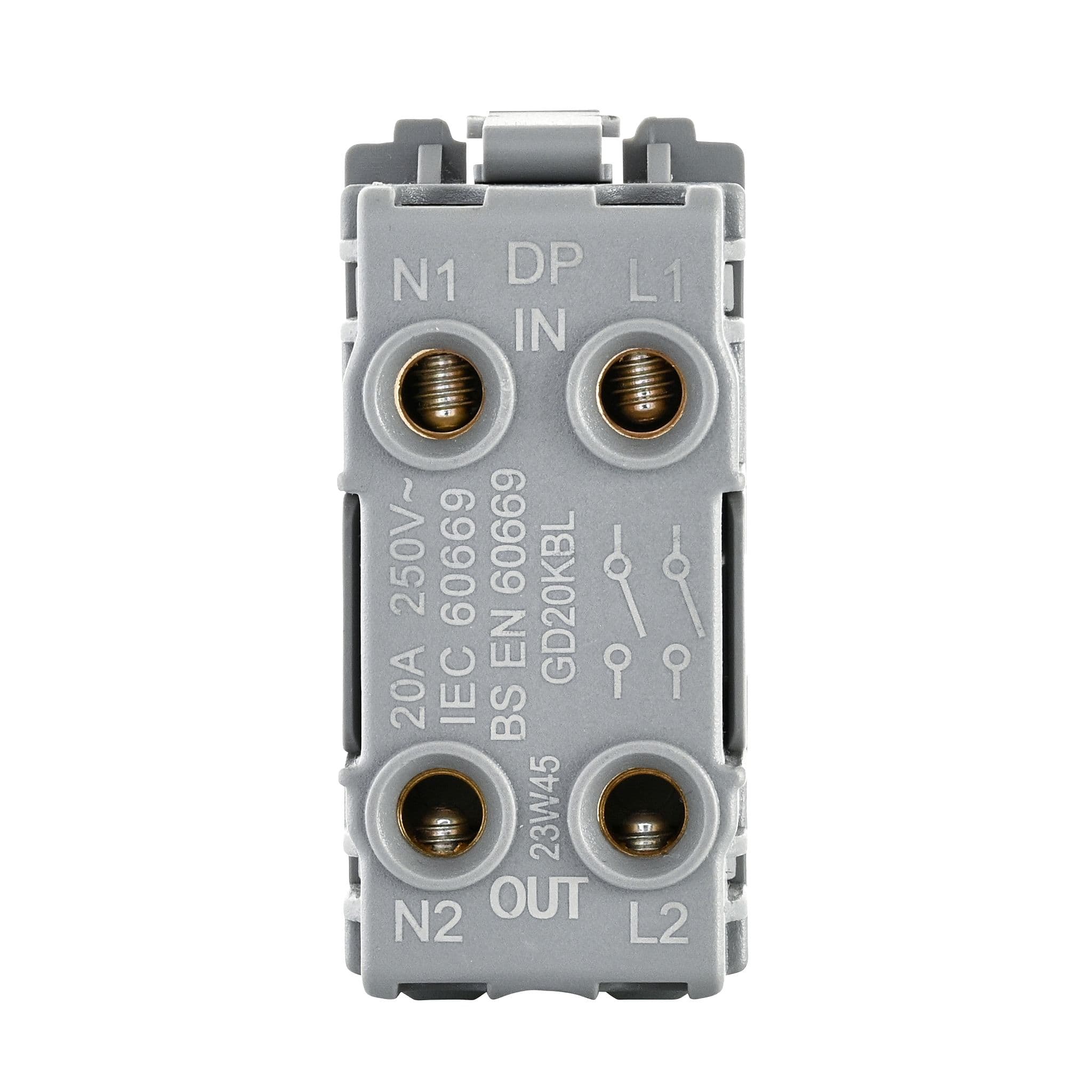 Saxby GD20KBL Grid 20A DP 2-Way Grid Key Switch Module Matt Black