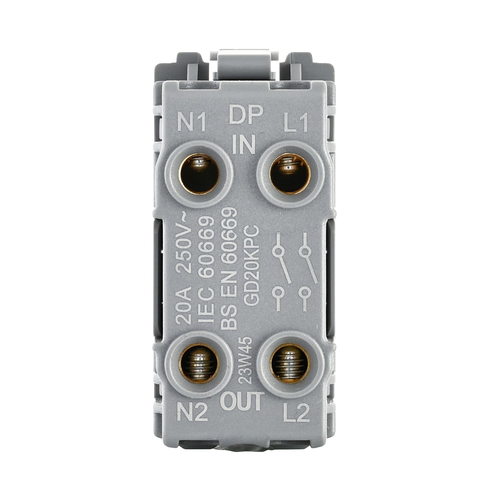 Saxby GD20KPC Grid 20A DP 2-Way Grid Key Switch Module Polished Chrome