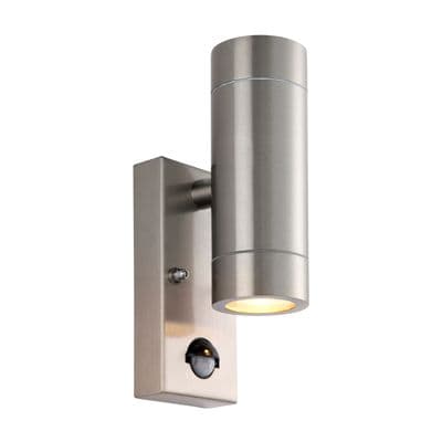 Saxby Lighting 101352 Palin PIR 2x Wall Light Marine Grade IP65 7W Brushed Stainless Steel