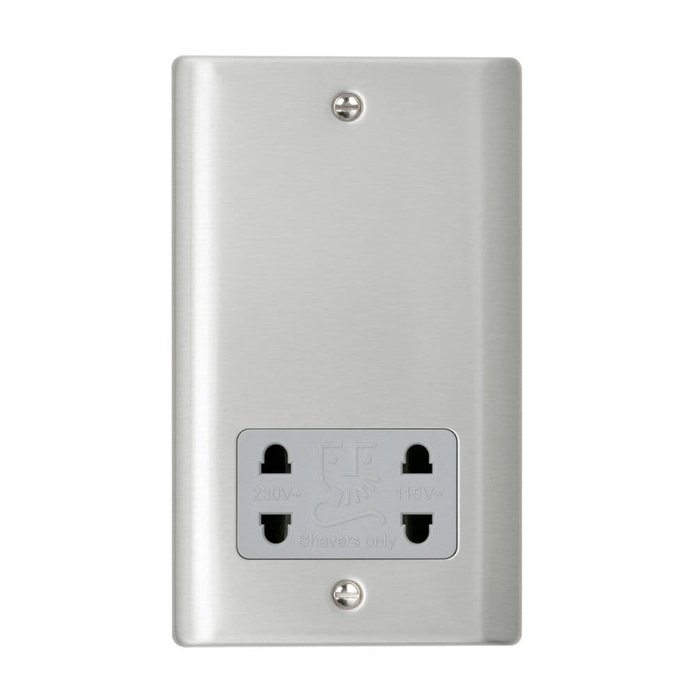 Saxby RS441BSG Raised Screwed Dual Voltage Shaver Socket Brushed Steel ...