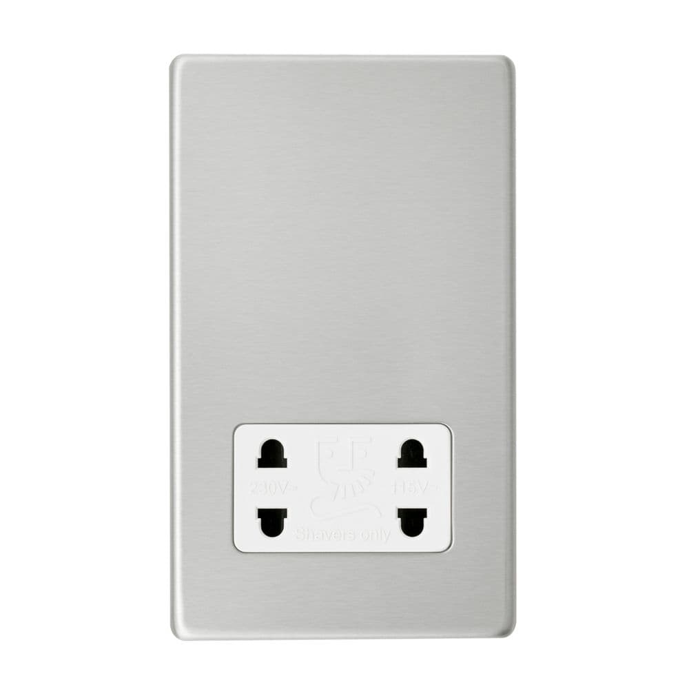 Saxby SL441BSW Screwless Dual Voltage Shaver Socket Brushed Steel With ...