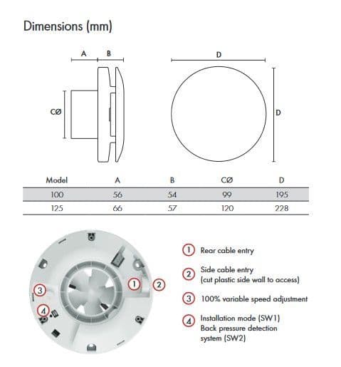 Vent Axia 498097 Lo-Carbon NBR DMEV C Fan 125mm Spigot / Ducting