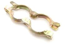 Double clamp for rear pipes to main silencer