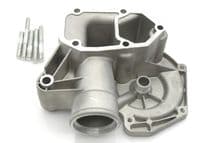 Water housing behind pump, 7/72>, for models with the thermostat in the housing