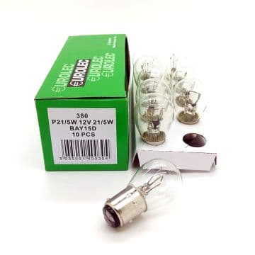 10 X Eurolec 380 P21/5W BAY15D Brake Stop & Tail Light Car Bulbs 12V 21/5W
