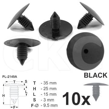 10x Fir Clips Splashguard Wheel Arch Liner Black for Renault Clio Scenic Megane