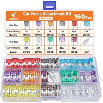 160Pcs Car Fuse Kit - Replacement Fuses Assortment Kit for Car/Rv/Truck/M