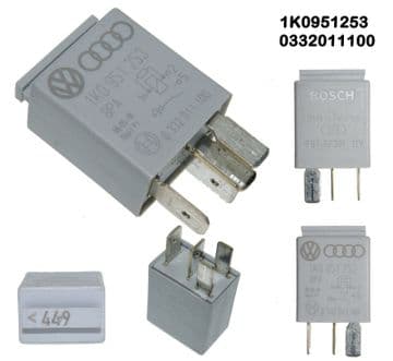 1K0951253 Genuine Audi VW Seat Skoda 4-Pin Silver Relay-449 Bosch 033201110
