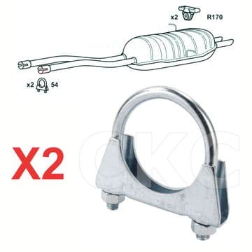 2 X BMW 320 325 & 330 E46 Models Rear Silencer Back Box Exhaust Clamps