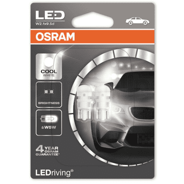2 X OSRAM 501 W5W 12V 1W LED Cool White Retrofit Wedge 6000K 2880CW-02B