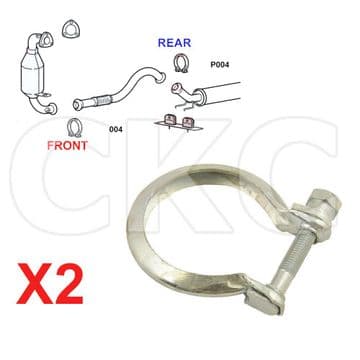 2 x Peugeot 308 T7 1.6 Models Front & Rear Down Pipe Lower Exhaust Clamp
