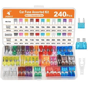 240 Pcs Car Fuse Assortment Kit, 150 Mini Blade Fuses Automotive
