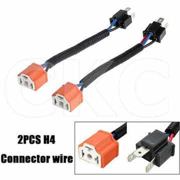 2x Ceramic H4 Hi Heat Headlight Headlamp Light Bulb Wiring Harness Socket Plug