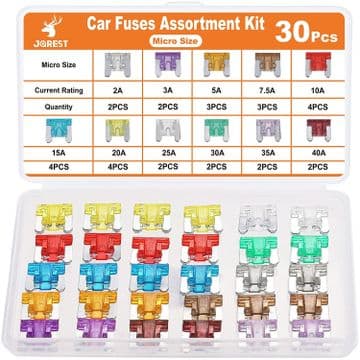 30Pcs Car Fuse Kit - Micro Blade Fuses Automotive (Low Profile Mini Fuse)