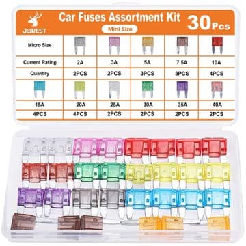 30Pcs Mini Car Fuse Kit - Mini Blade Fuses Automotive - Replacement Fuses