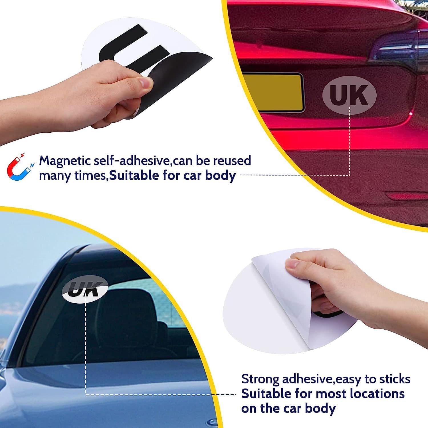 Magnetic UK Car Sticker Oval Sign Badge GB Plate Europe Travel Car Van Motorhome