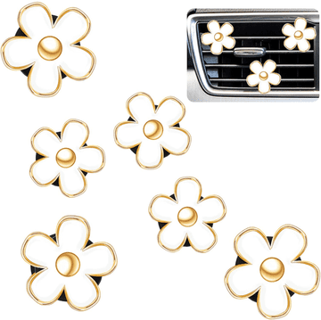 6 Pcs Daisy Flower Air Vent Clip Air Conditioning Outlet Clip Car Air Freshener