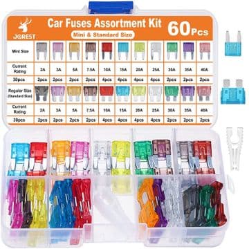 60Pcs Car Fuse Assortment Kit - Replacement for Car/Rv/Truck/Motorcycle
