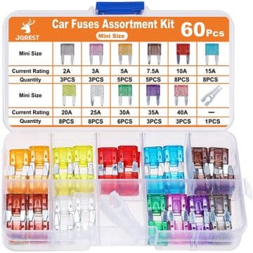 60Pcs Car Fuse Kit - Replacement Fuses Assortment Kit for Car/Rv/Truck/Mo