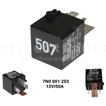 7N0951253 Audi VW Seat Main Current Relay (433) 5-Pin 12V Black 3DO951253A