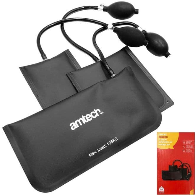 Amtech 3pc Air Wedge Pump Bag Inflatable Shim Set Window Frame Door Install Tool