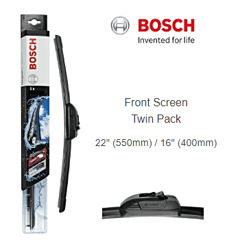 BOSCH RETROFIT BLADE FRONT SCREEN TWIN PACK 22" (550MM) / 16" (400MM)
