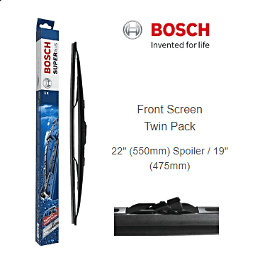 BOSCH STANDARD BLADE FRONT SCREEN TWIN PACK 22" (550MM) / 19" (475MM)