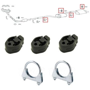For Ford Focus MK1 1.6 & 2.0 Rear Exhaust Back Box Rubbers & Clamps Fitting Kit