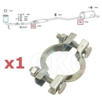 For Peugeot 206 Models 1.1 1.4 1.6 Mid Section & Rear Back Box Exhaust Clamp