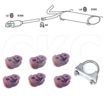 For Peugeot Boxer 2.2d Rear Exhaust Back Box Rubber Hangers & Clamp Fitting Kit