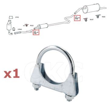 For Vauxhall Crossland X 1.2 SUV Front Down Pipe & Rear Back Box Exhaust Clamp