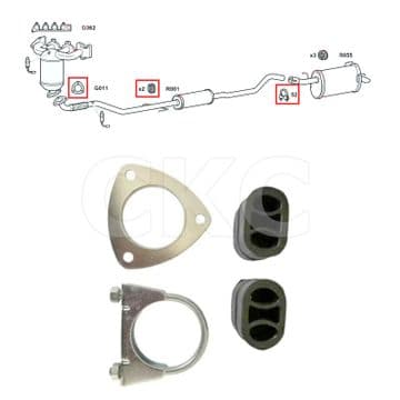 For Vauxhall Meriva 1.6 Gasket Mid Section Exhaust Rubbers & Clamp Fitting Kit