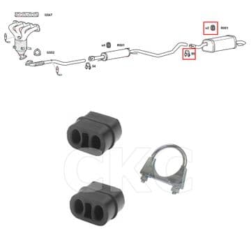 For Vauxhall Zafira B 1.6 1.8 & 2.2 MPV Exhaust Rear Rubber Hangers + Clamp Kit