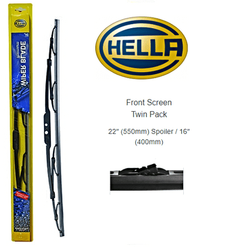 HELLA STANDARD BLADE FRONT SCREEN TWIN PACK 22" (550MM) / 16" (400MM)