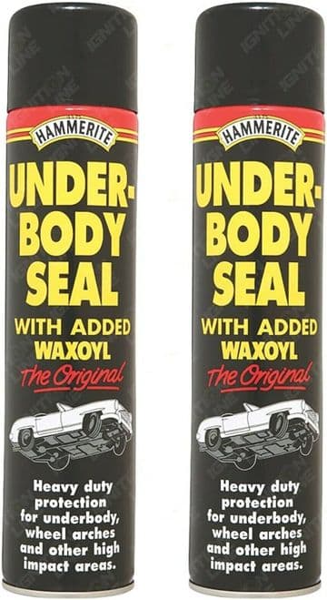 HM Hammerite 2X 600Ml Underbody Vehicle Seal with Waxoyl Black Underseal Aerosol