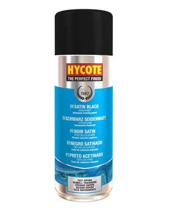 Hycote Colour Satin Black Multi-Purpose Aerosol Spray Paint Fast Drying 400ml