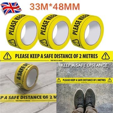 Keep Safe Distance 2 Metre Social Distancing Floor Marking Tape 48mm x 33m