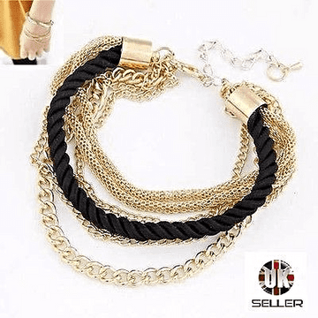 LADIES DELICATE WOMEN GOLD PLATED BRAITED MULTILAYER BANGLE BRACELET JEWELLERY