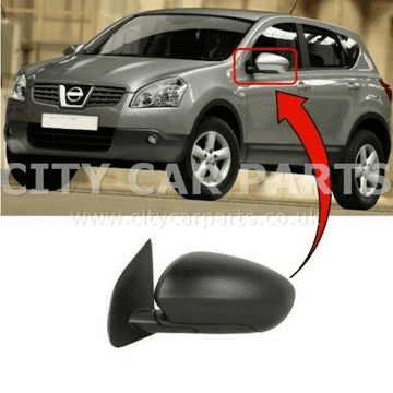 NISSAN QASHQAI 2007 TO 2013 PASSENGER SIDE WING DOOR MIRROR HEATED ELECTRIC BLACK