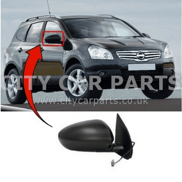 NISSAN QASHQAI 2007 TO 2013 WING DOOR MIRROR HEATED ELECTRIC DRIVER SIDE