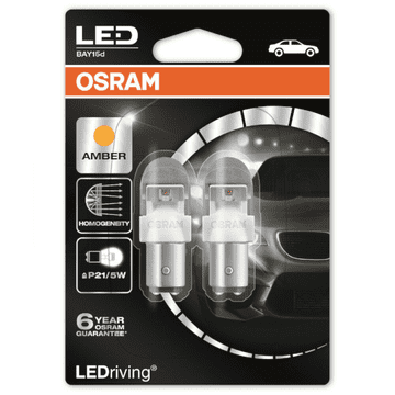 OSRAM LEDriving PREMIUM Retrofit 380 P21/5W Amber Bulbs Rear Fog Brake Tail