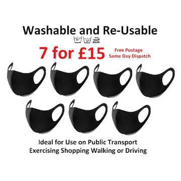 Pack of 7 for £15 Face Mask Covering Washable Re-usable Anti Allergy Dust Pollen