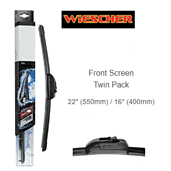 WIESCHER FLAT BLADE FRONT SCREEN TWIN PACK 22" (550MM) / 16" (400MM)