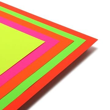 A2 Neon Fluorescent Card Assorted Colours - 5 Sheets