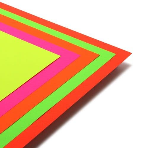 A3 Neon Fluorescent Card Assorted Colours - 10 Sheets