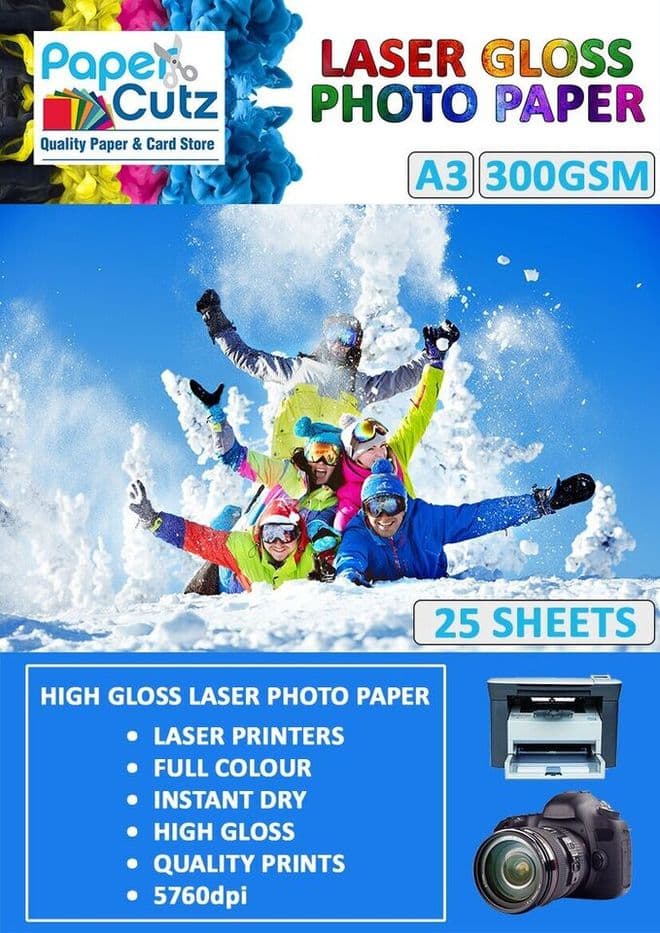 A3 Photo Paper Laser Gloss 300GSM Double Side - 25 Sheets