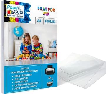 A4 Inkjet Acetate Sheets, Printable OHP Film, Transparent, 100 Micron