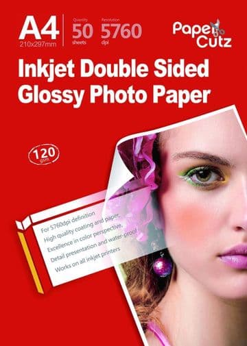 A4 Inkjet Glossy 120GSM Photo Paper Double Side - 50 Sheets