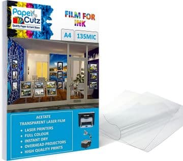 A4 Laser Acetate Sheets, 135 Micron, Printable OHP Film, Transparent